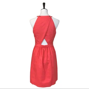 Market & Spruce NWT Halter Dress Linen Coral Linen Cotton Women's Size Medium thumbnail 7