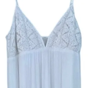 Let Them Eat Cake White Crochet Tank Maxi Dress Flowy Long Dress Size XS thumbnail 3