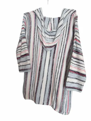 NATURAL LIFE Striped Hoodie Tunic - White, Navy & Pink thumbnail 2