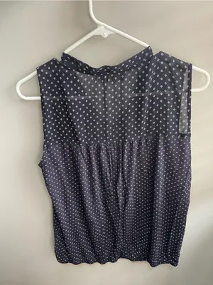 LOFT Navy Ditsy Print Sleeveless Tie-Front Top thumbnail 4