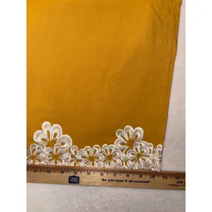 Maeve Anthropologie The Colette Mustard Yellow Embroidered‎ Wide Leg Crop Pants thumbnail 3