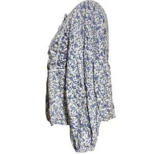 Old Navy M Poet Top Oversized Peasant Blue Paisley Cottage Boho Spring‎ Hippie thumbnail 5