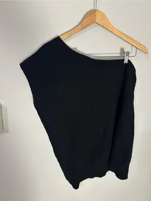 Banana Republic one shoulder wool cashmere sweater black thumbnail 2