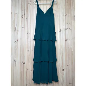 NWT Lulus Luxe Perfection Emerald Green Pleated Tiered Backless Maxi Dress Sz XL thumbnail 2