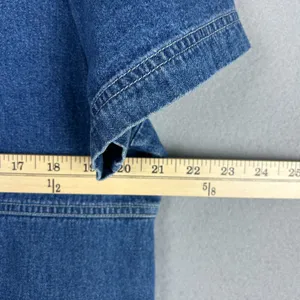 Original TY Wear Vintage Denim Dress L Blue Medium Wash Short Sleeve Zip Back thumbnail 6