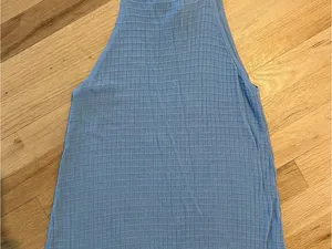 Women’s Sky Blue Ribbed Halter Tank Top thumbnail 2