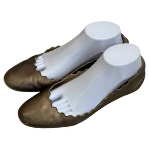 Chloe Lauren Scalloped Ballet Flats Bronze Leather Classic‎ Luxury EU 40 US 9.5 thumbnail 3