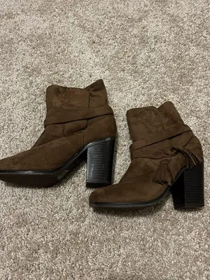 Women’s Brown Suede Tassel Ankle Boots thumbnail 2