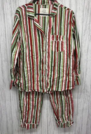 Womens Size S Print Fresh Candy Striped PJ Set EUC thumbnail 1