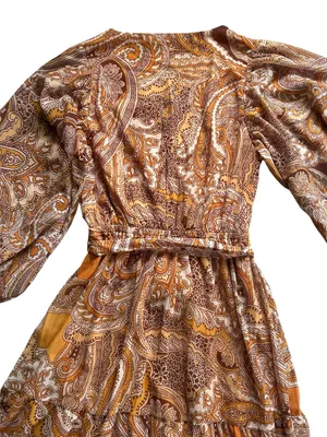 Flying Tomato Paisley Warm Autumn balloon sleeve maxi dress Size M Boho thumbnail 9