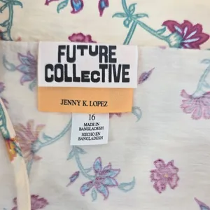 Future Collective Dress Womens 16 Jenny K Lopez Floral Ruffle Cream EUC thumbnail 3