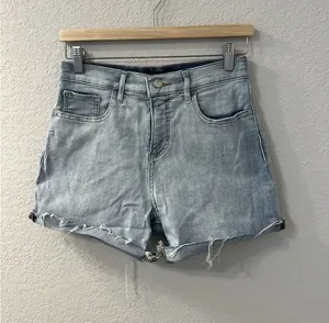 Express Midi Stretch Jean Shorts‎ Womens Size 4R Blue Denim Mid Rise thumbnail 1