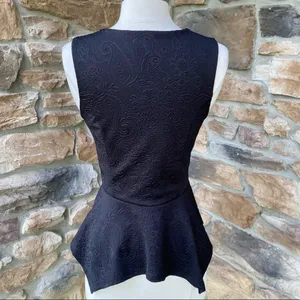 Monteau Black Peplum Textured Sleeveless Top thumbnail 3