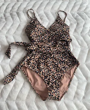 Aerie leopard print wrap around one piece  thumbnail 3