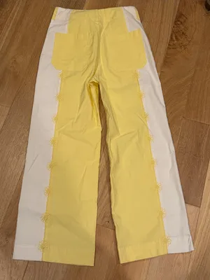 Maeve Colette Two-Tone Yellow and White‎ Cropped daisy Wide-Leg Pants 26 thumbnail 4