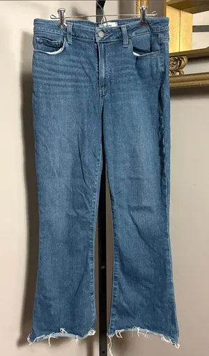 Paige Size 30 Rory Crop Flare Blue Denim Jeans thumbnail 1