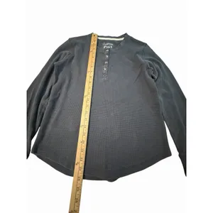 Pact Thermal Waffle‎ Knit Henley Shirt Small Charcoal Gray Organic Cotton #H12-2 thumbnail 3