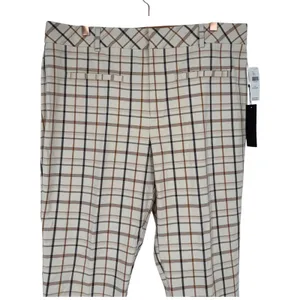 NWT Anthropologie Essential Collection Plaid Trouser Pants Ivory Check Size‎ 16T thumbnail 6