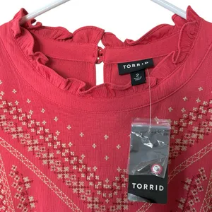 NWT Torrid Crinkle Gauze Embroidered Top Size 2X Retail $59.90 thumbnail 6