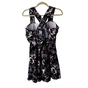 Coco Pear Purple Floral Print Crisscross Back Swim Dress‎ Size 2XL thumbnail 5
