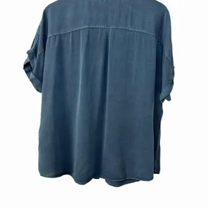 Maurices Blue Utility Top L Short Sleeve Button Front 100% Rayon Relaxed‎ Fit thumbnail 13