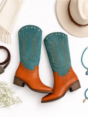 Matisse Tumbleweed Western Cowgirl Boots Cognac Turquoise Leather 9.5EE NWOT thumbnail 11