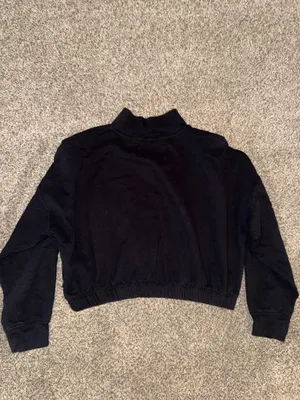 Calvin Klein Jeans Women's Black Cropped Mock Neck Sweatshirt with Monogram Logo thumbnail 4