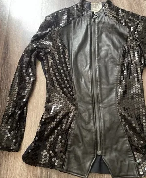 Vintage Firenze Santa Barbara Black Leather Jacket Sz Small MultiColor Moto thumbnail 1