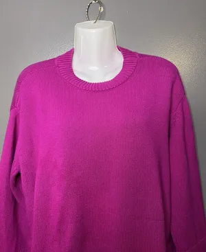 GAP Sweater Womens Medium Pink 100% Cotton Crew Neck Side Slit Knit Pullover thumbnail 1
