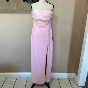 Lulus Fiore Light Pink 3D Rosette Strapless Maxi Dress thumbnail 3
