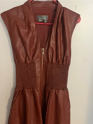 Anthropologie Chocolate Brown Zip-Front Midi Dress-Skirt thumbnail 4