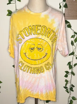 Stoneonta Clothing Co Oversized Tie-Dye Smiley Face Graphic Tee thumbnail 1