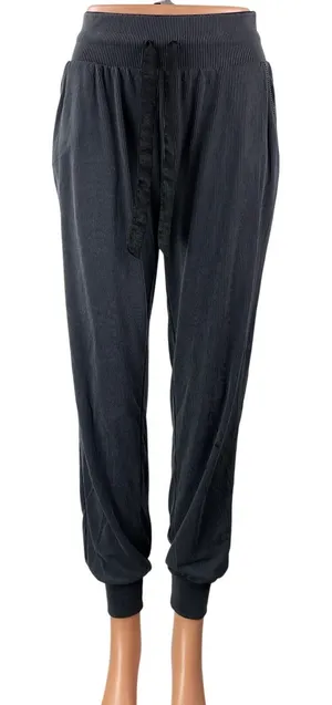 Victoria's Secret Womens Black Ribbed Knit Drawstring Trouser Jogger Pants Sz XS thumbnail 1