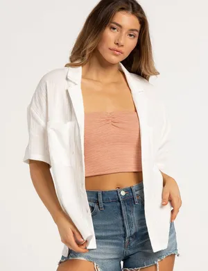 Full Tilt Womens Gauze Boyfriend Shirt thumbnail 1