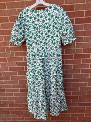 Tuckernuck Hyacinth House Irenea Midi Dress Green Floral Ruffle Puff Sleeve Lrg thumbnail 14