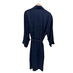 Victoria's Secret Gold Label Navy Blue Jacquard Floral Robe Womens Size Medium M thumbnail 2