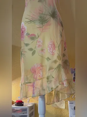 Vintage Dressbarn Yellow Floral Chiffon Midi Dress - Size 12 - NWT thumbnail 10