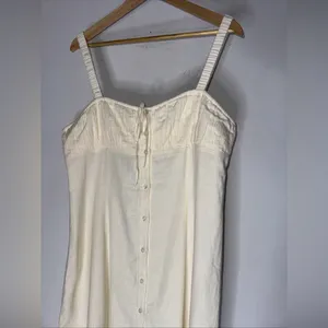 NWT Who What Wear Cristina Spaghetti‎ Strap Button Front Maxi Dress Cream XL thumbnail 3