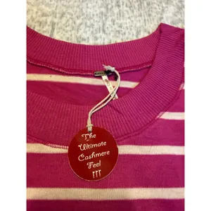Poor women's size smallPink White‎ Striped Dolman Sleeve Sweater NWT thumbnail 3