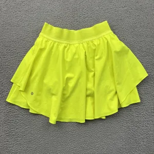 Lululemon Court Rival Skirt Skort High Rise Electric Lemon Tennis Athletic 4 thumbnail 2