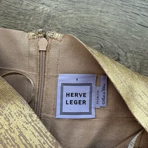 HERVE LEGER Champagne Gold Combo Bandage Fancy Mini Holiday Skirt small‎ thumbnail 3