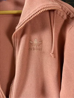adidas Women’s Oversized Short-Sleeve Waffle Jacket in Dusty Pink thumbnail 6
