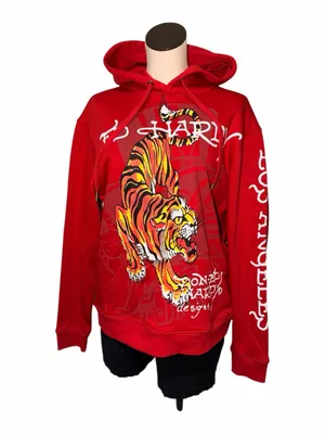 NWT Ed Hardy Red Tiger Hoodie M - Iconic Y2K Graphic LOS ANGELES Unisex thumbnail 2