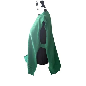 Green Knit Sweater Vest Medium Oversized V Neck Sleeveless Preppy Layering thumbnail 4