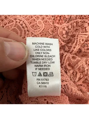 Maurices Womens M Lace Overlay Blouse Rust Short Sleeve Floral Back Slit Nylon thumbnail 6