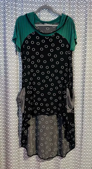 Alembika | Mixed-media Hooded Tunic Dress, size 4 (US 12-14) thumbnail 1