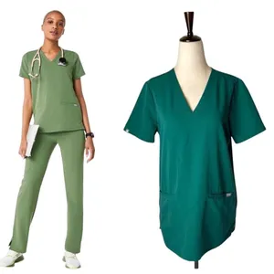 Figs Shirt Women Small Green Casma Three Pocket Scrub‎ Top Medical Nurse Doctor thumbnail 2