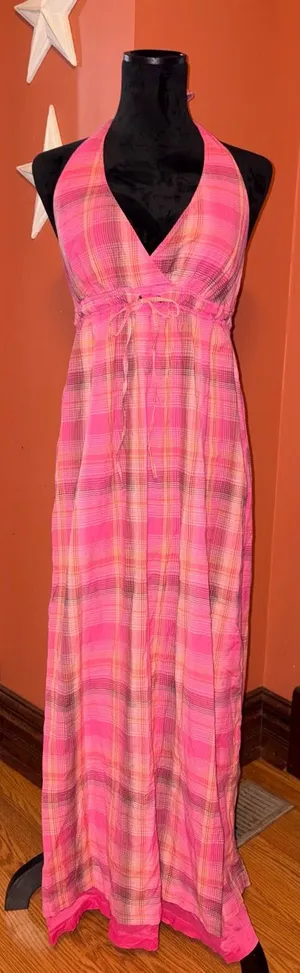 H&M Y2K Pink Plaid Maxi dress thumbnail 1