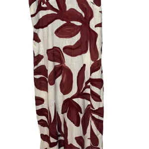 Paper Heart Women Tank Dress Floral Leaf Cream Burgundy V-Neck Coastal Large NWT thumbnail 3