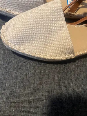 Time and Tru Beige and Tan Espadrille Sandals with Ankle Strap thumbnail 6